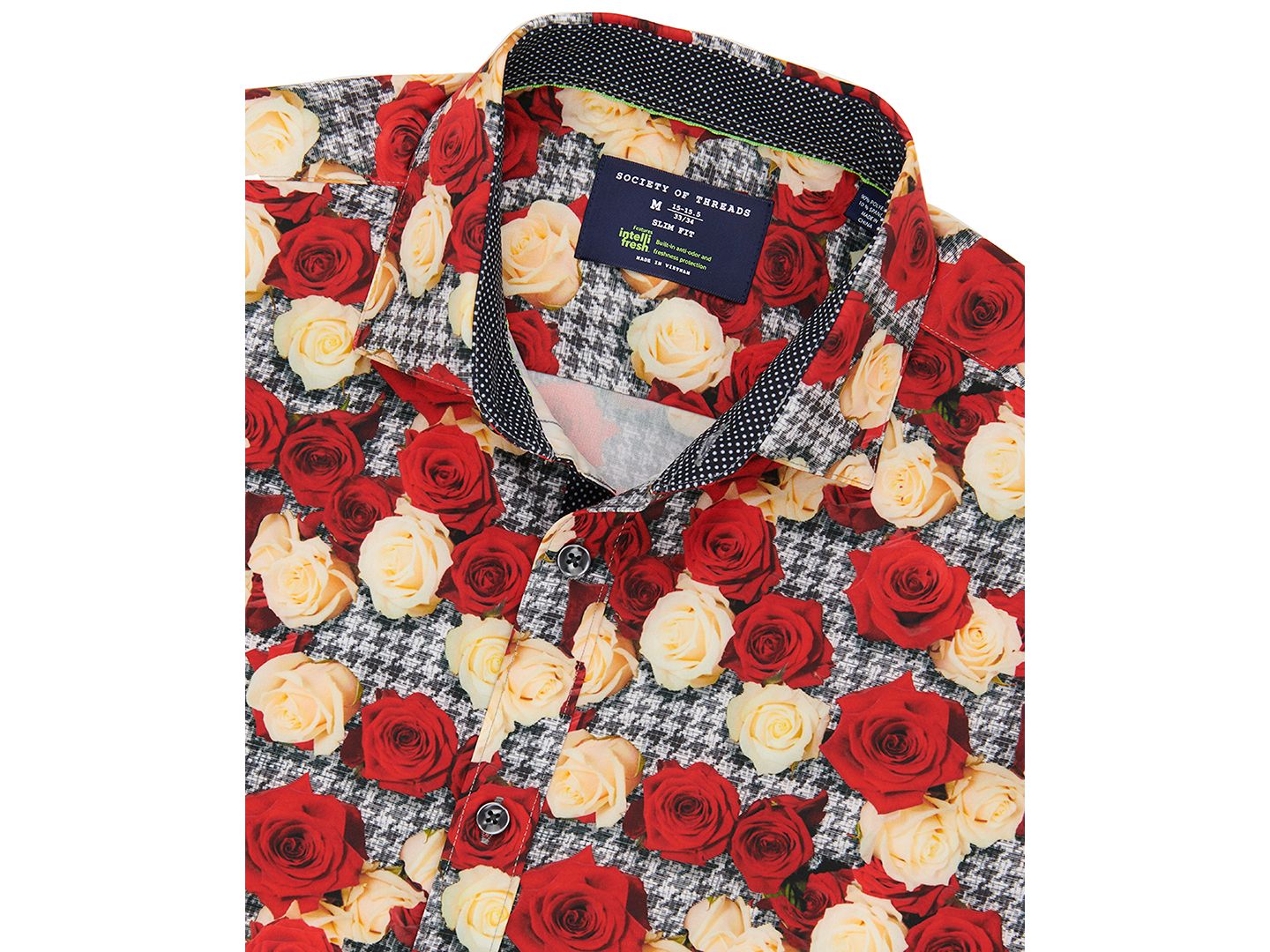 Мужская рубашка Society of Threads Slim Fit Non-Iron Floral-Print Performance Stretch Dress Shirt, цвет: Разноцветный — фото 5