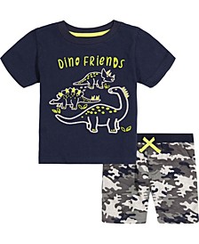 Baby Boys Puff Print T-shirt and Camo Terry Shorts 2-Piece Set