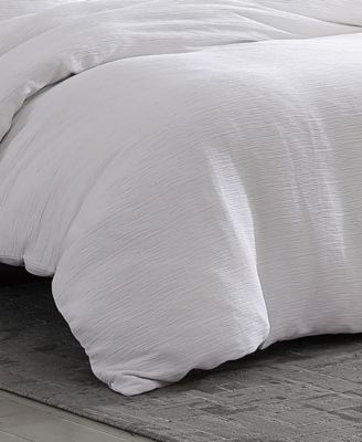 Solid Textured Pleats 3-Pc. Duvet Cover Set, Queen