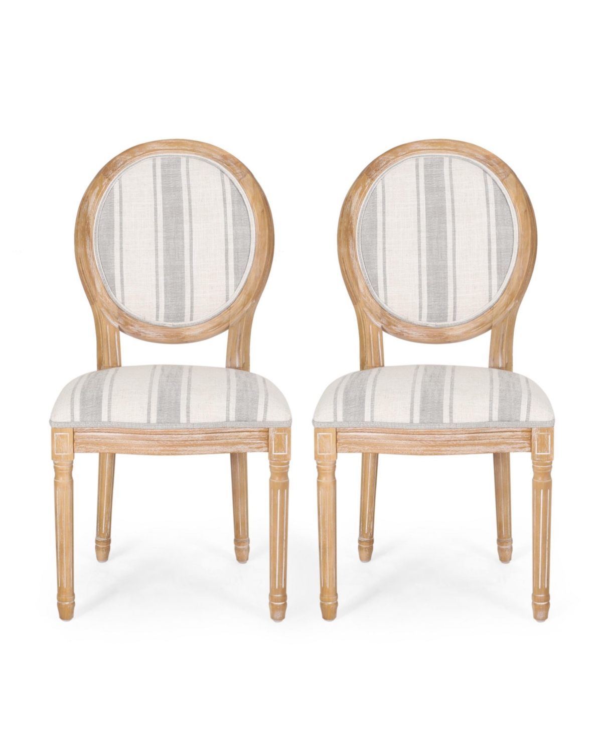 Noble House Phinnaeus French Country Dining Chairs Set, 2 Piece In Gray
