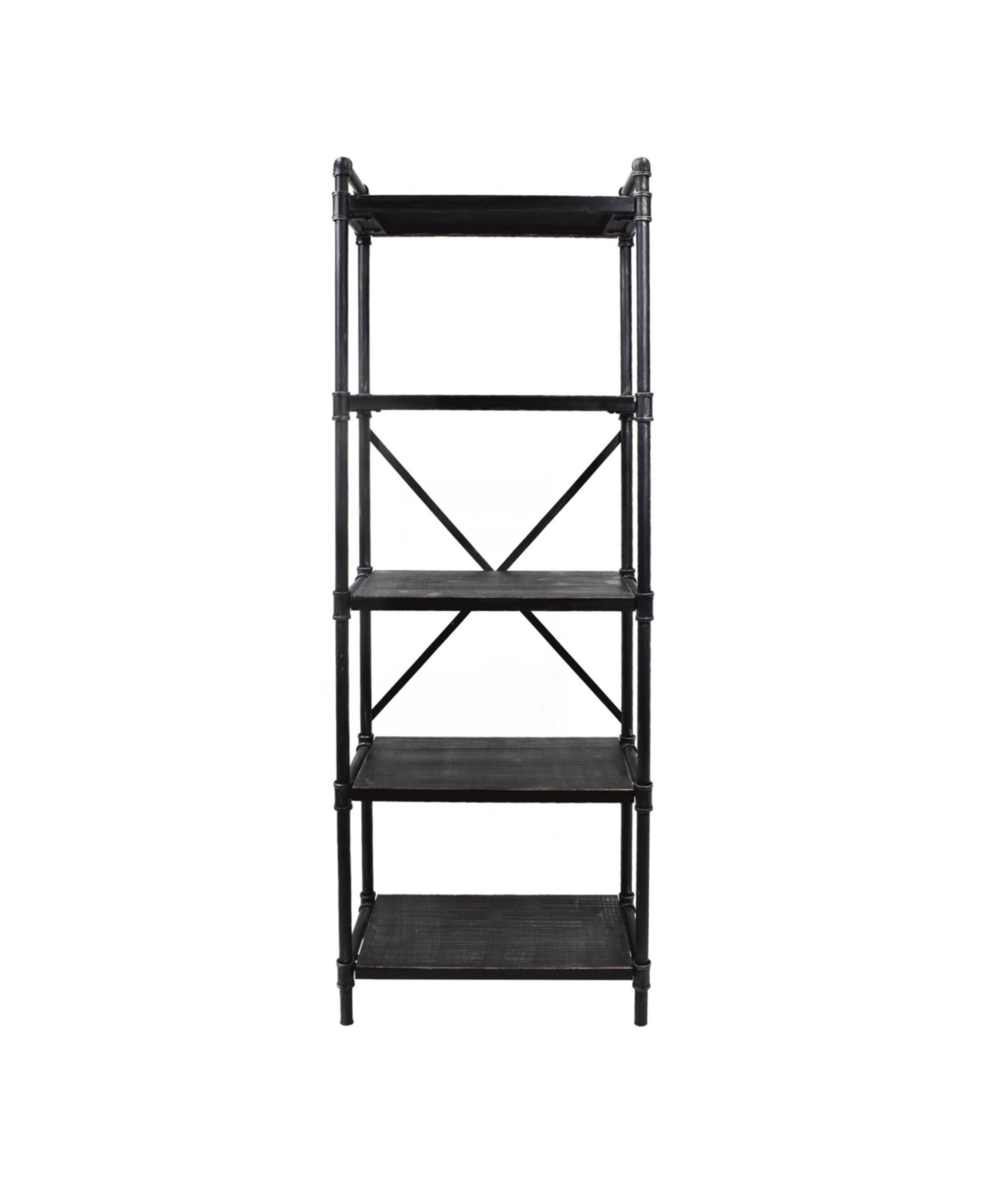 Noble House Driscoe Industrial 5 Shelf Firwood Bookcase In Gray