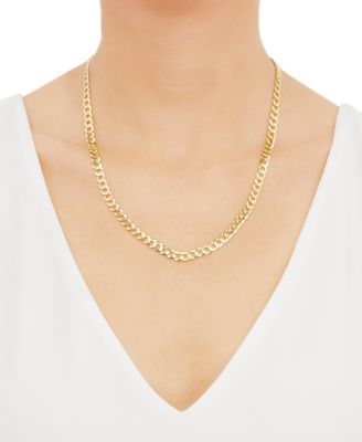 Concave Curb Link 20" Chain Necklace in 14k Gold-Plated Sterling Silver