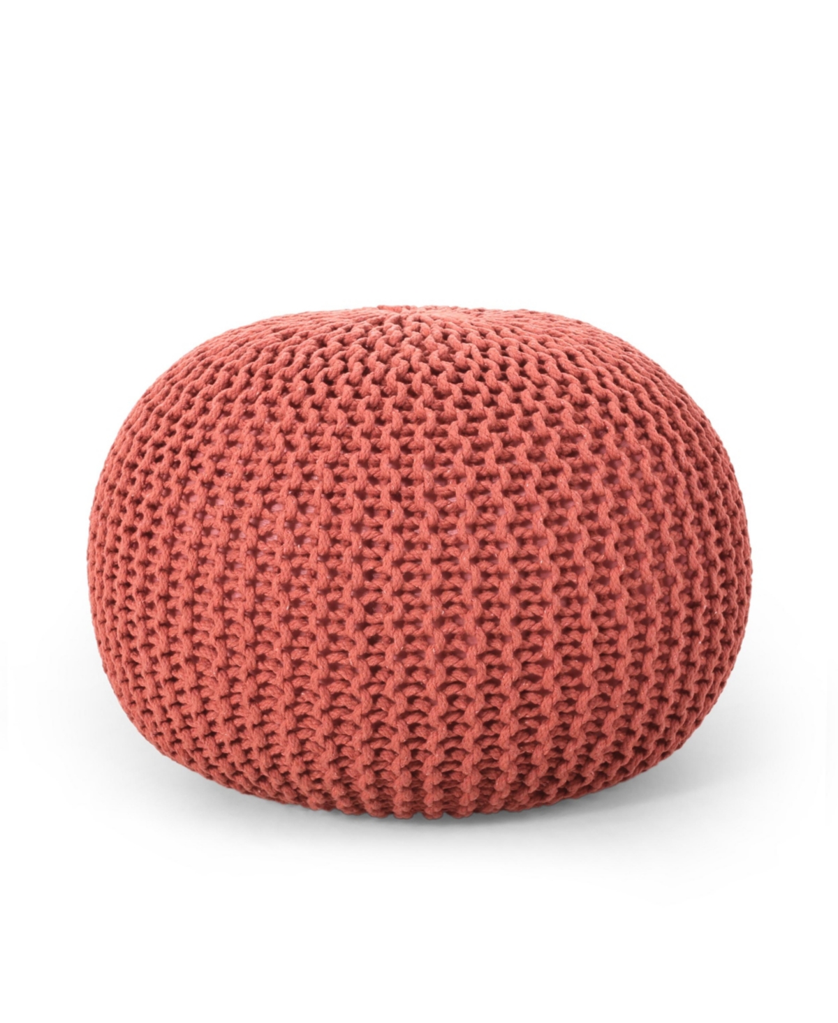 Noble House Nahunta Modern Knitted Round Pouf In Coral