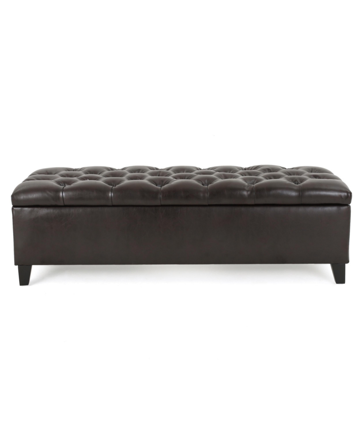 Noble House Ottilie Contemporary Button-tufted Storage Ottoman Bench In Brown