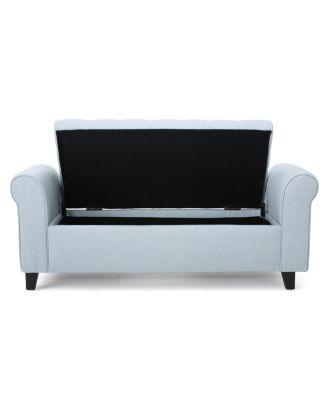 Keiko Contemporary Rolled Arm Storage Ottoman Bench