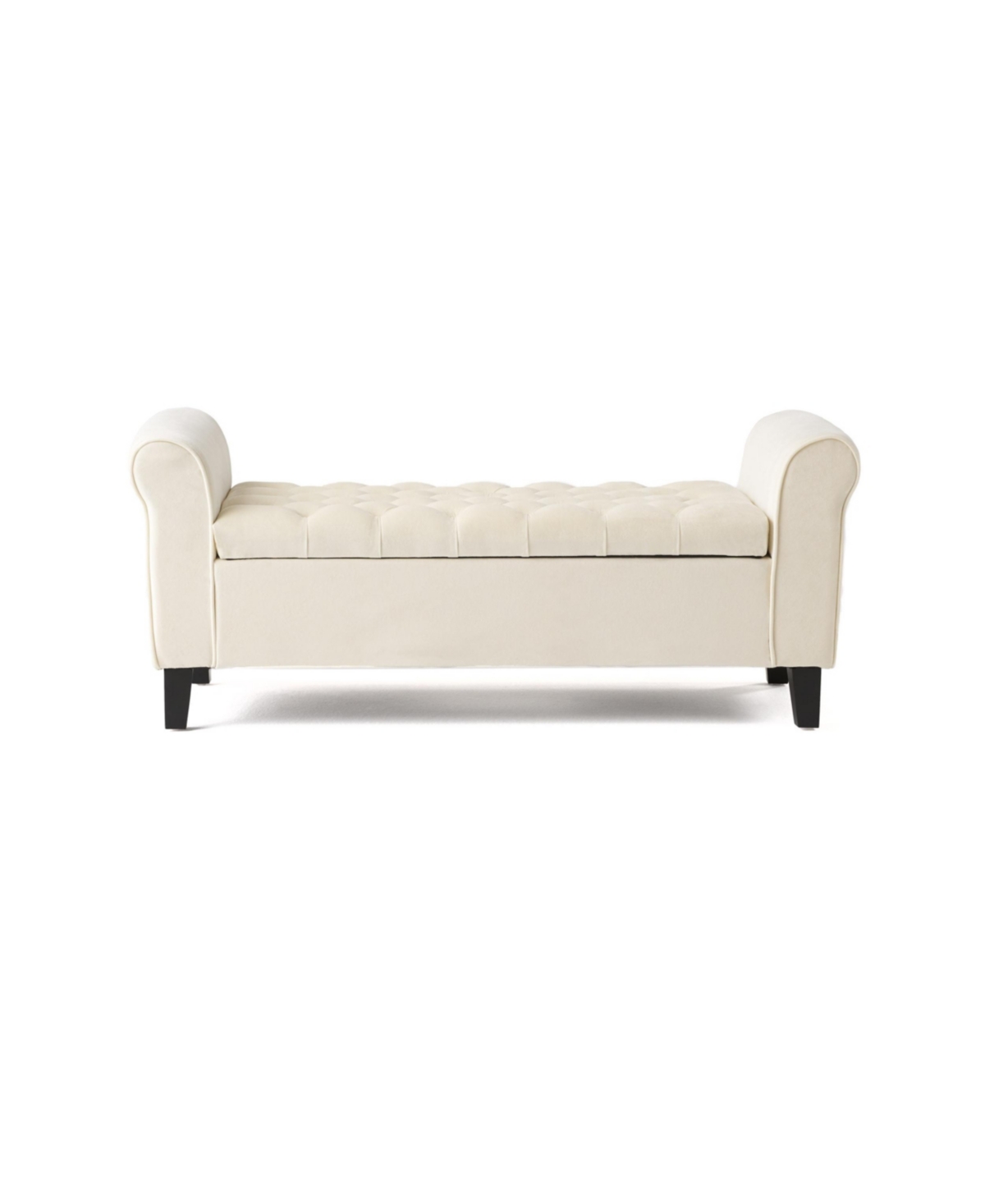 Noble House Keiko Contemporary Rolled Arm Storage Ottoman Bench In Ivory