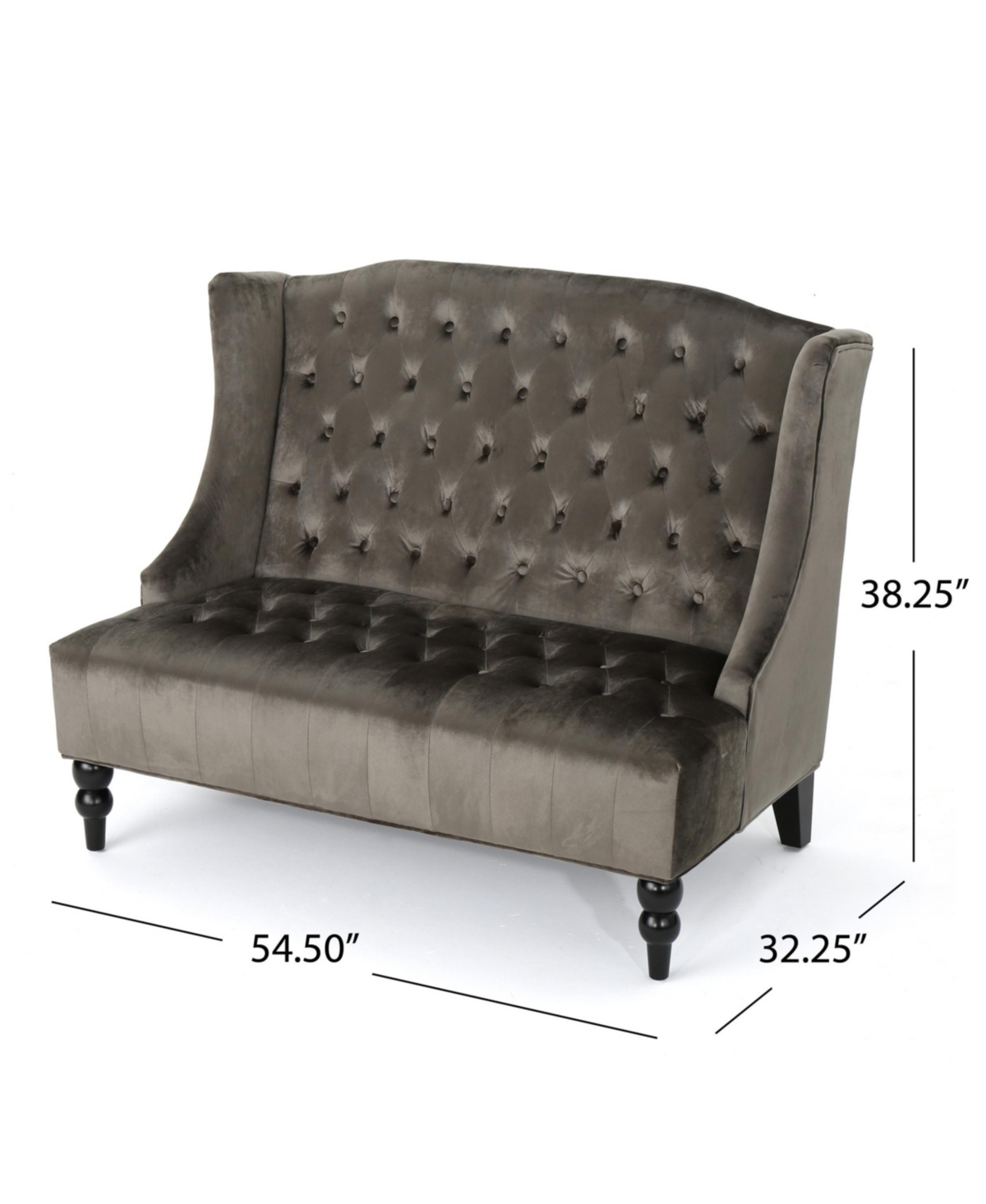 Leora Modern Glam Tufted Wingback Loveseat