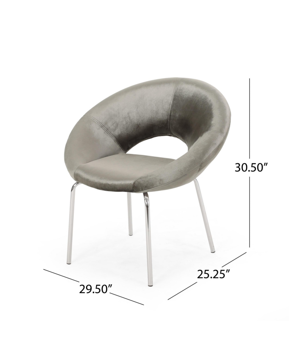 Noble House Paschall Modern Glam Velvet Accent Chairs Set, 2 Piece In Gray