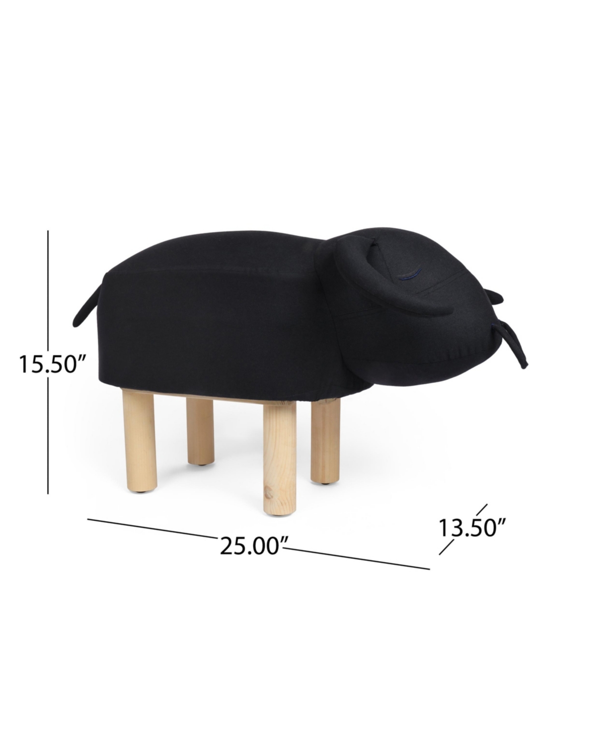 Noble House Clawson Contemporary Kids Bull Ottoman In Black
