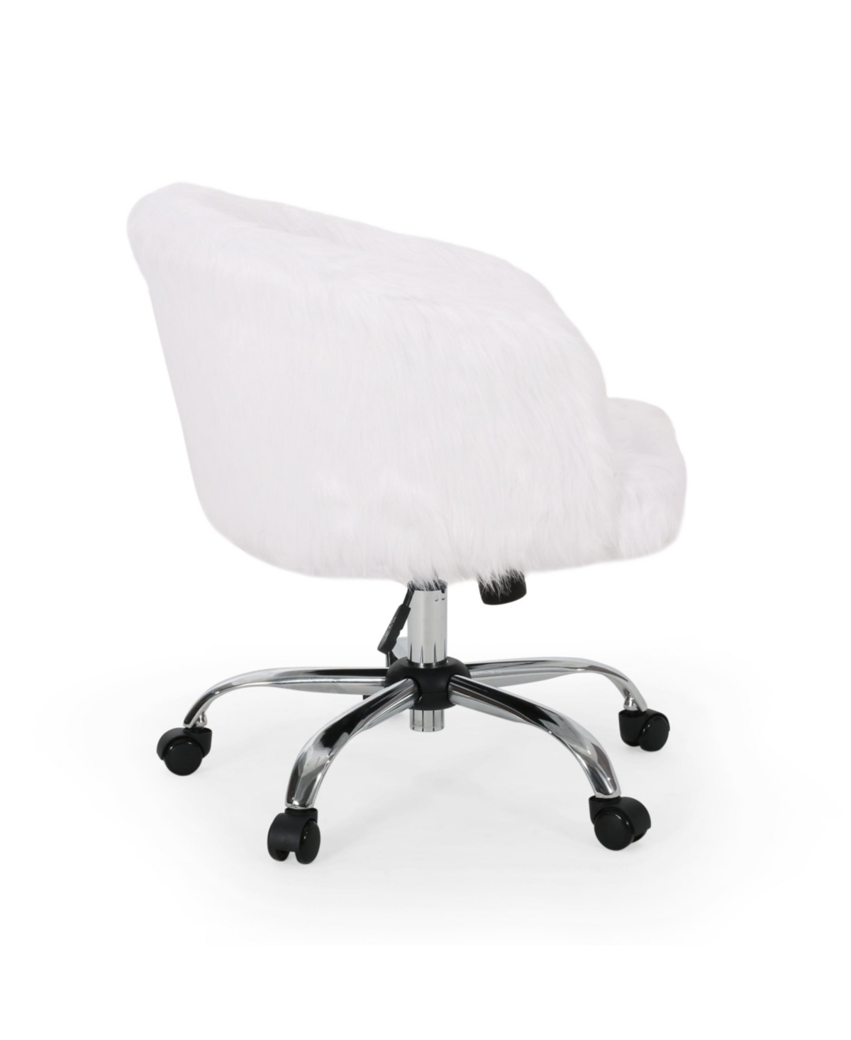 Noble House Syosset Modern Glam Swivel Office Chair In White