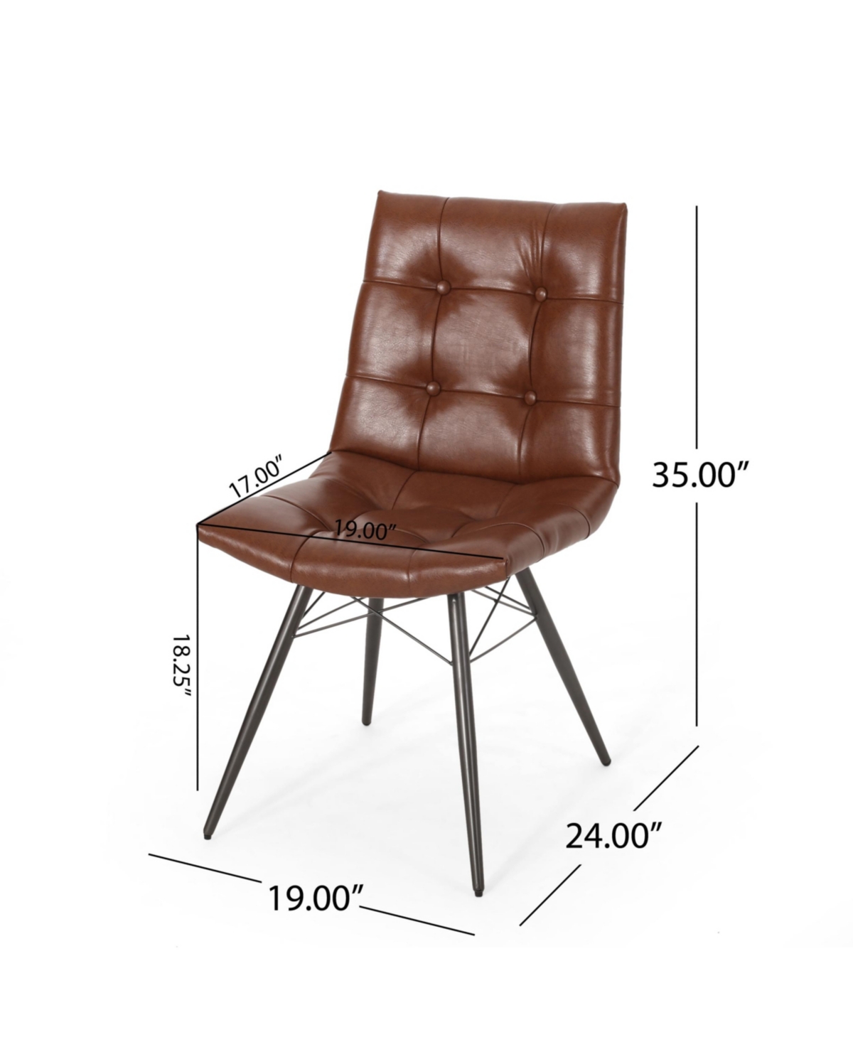 Noble House Pineview Contemporary Tufted Dining Chairs With Toothpick Legs Set, 2 Piece In Brown