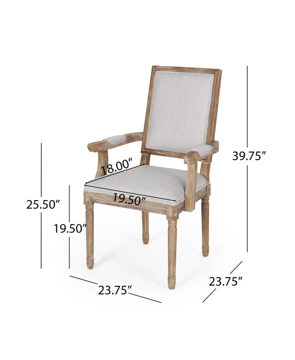 Noble House Maria French Country Wood Upholstered Dining Chair Set, 2 Piece In Gray