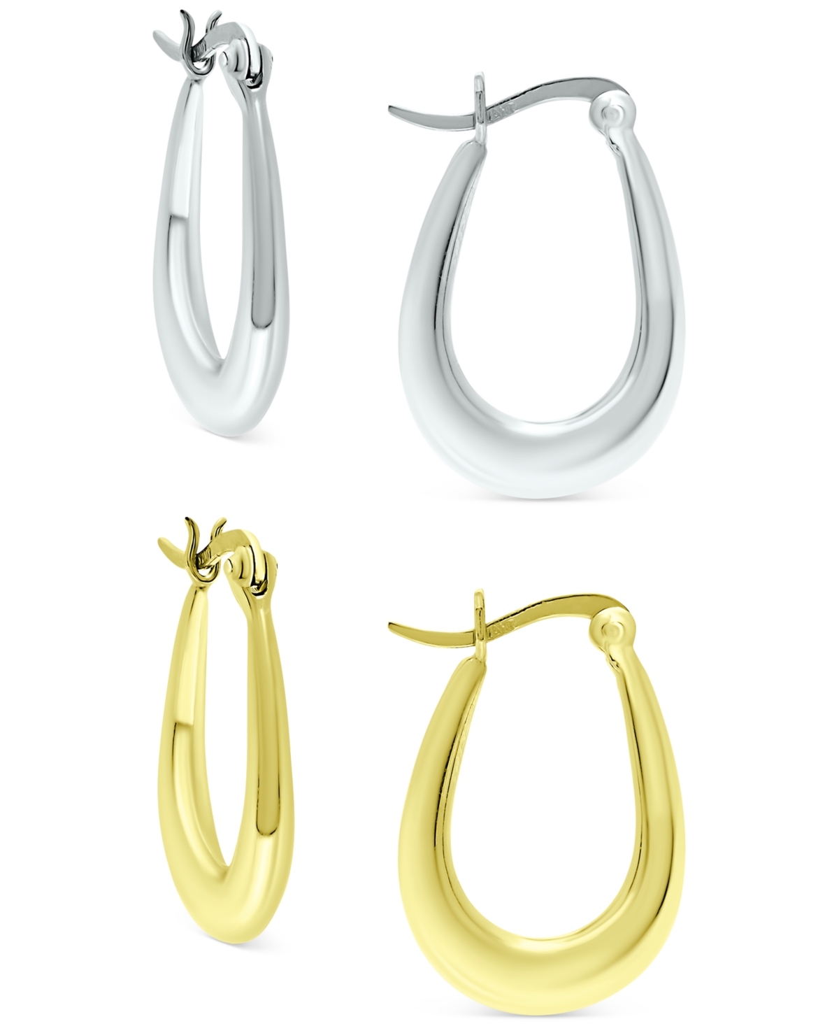 Shop Giani Bernini 2-pc. Set Polished Oval Hoop Earrings In Sterling Silver & 18k Gold-plate, Created For Macy's In Two-tone