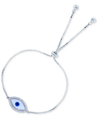 Cubic Zirconia & Enamel Evil Eye Bolo Bracelet 