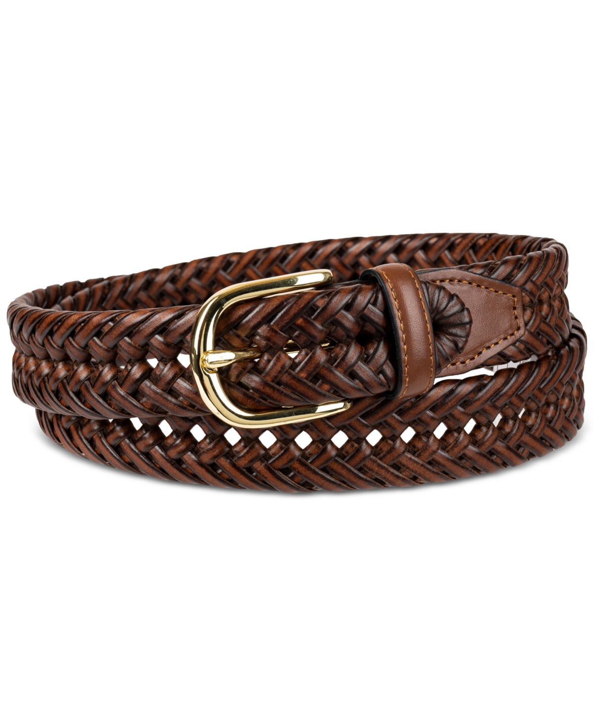 Men's Hand-Laced Braided Belt, Created for Macy's - Tan