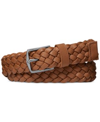 Michael Kors Woven Leather Belt MICHAEL KORS DESIGNER BROWN LEATHER WOVEN BELT, GOLD BUCKLE  main image 4