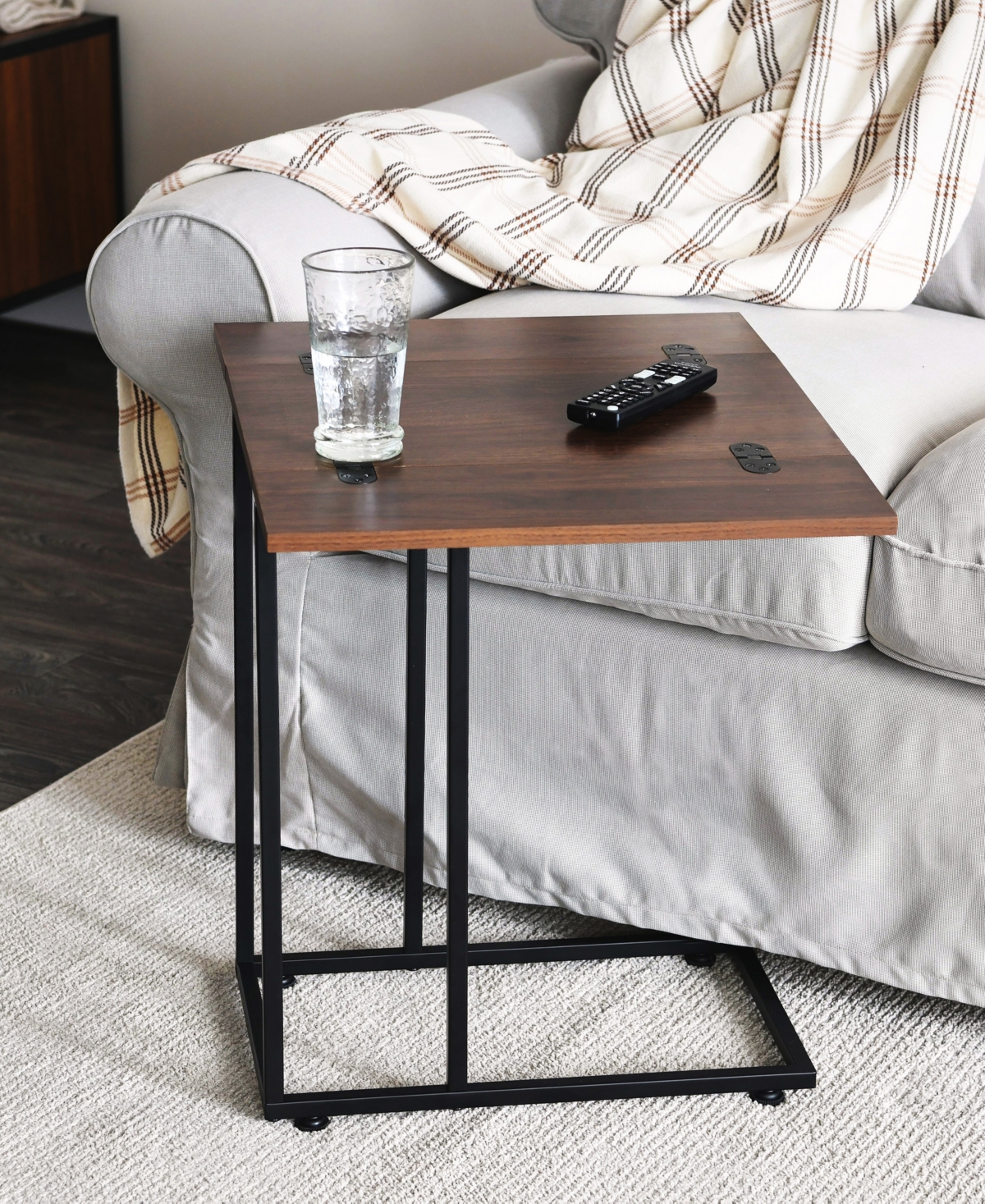 Household Essentials C Table With Fold Out Sides In Walnut