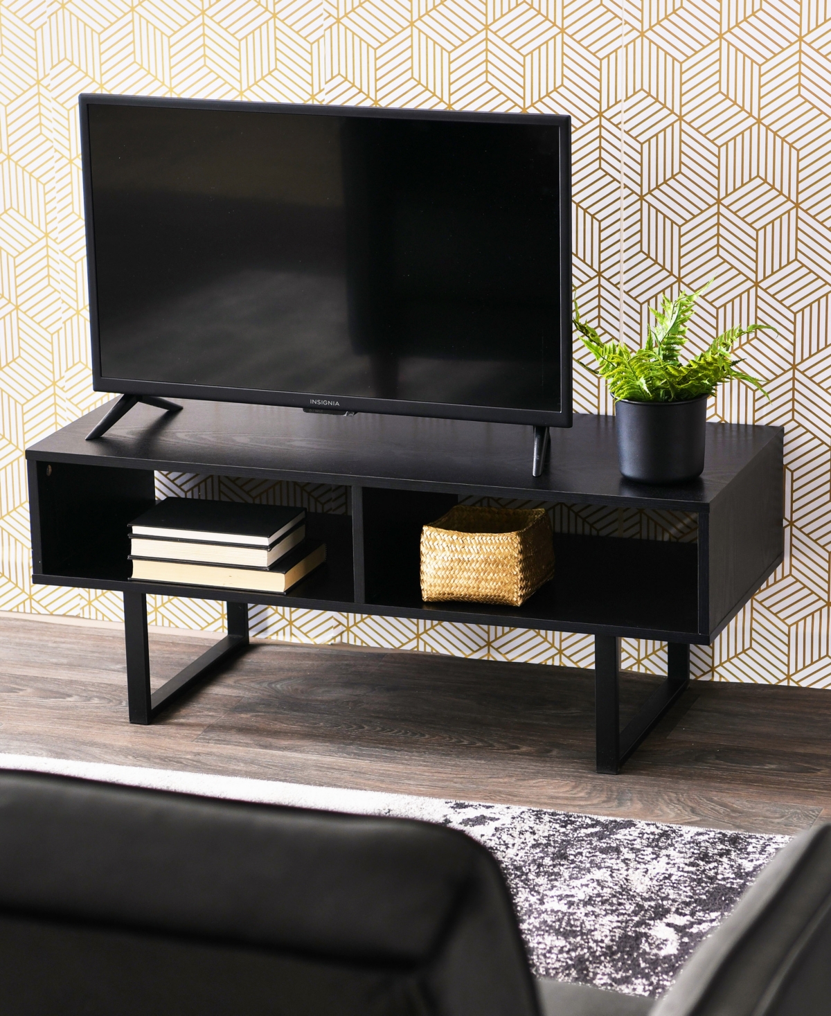 Shop Household Essentials Modern Media Coffee Table With 2 Compartments In Dark Brown