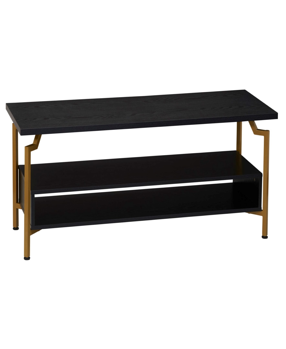 Household Essentials Crown Modern Television Stand In Black And Gold-tone