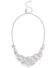 Silver-Tone Crystal Flower Statement Necklace, 17" + 3" extender, Created for Macy's