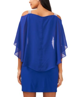 Beaded-Strap Capelet-Back Dress