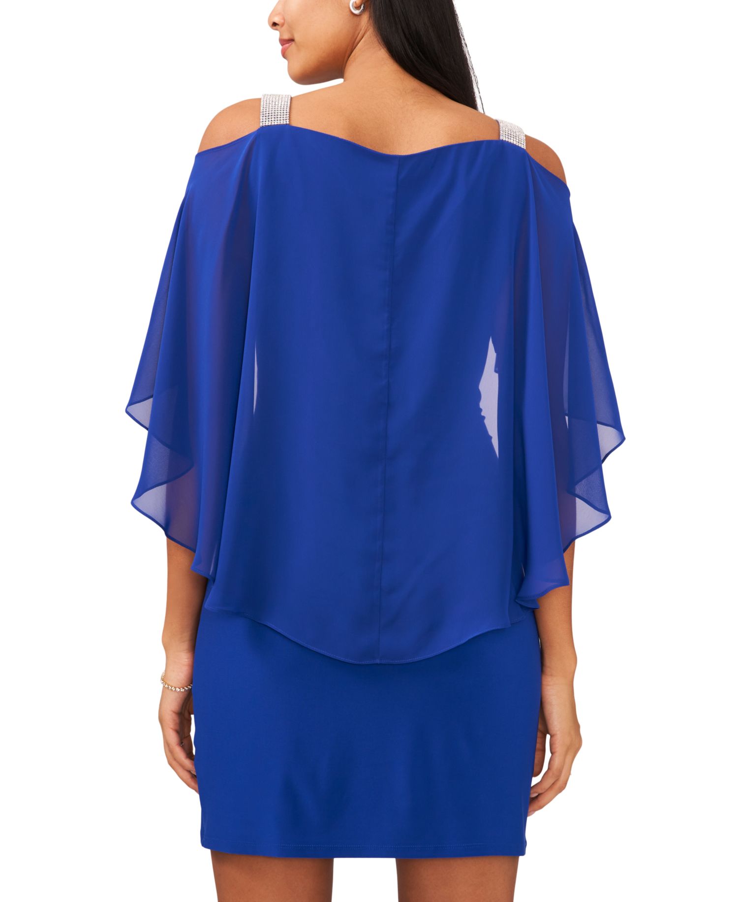 Women's Beaded-Strap Capelet-Back Dress