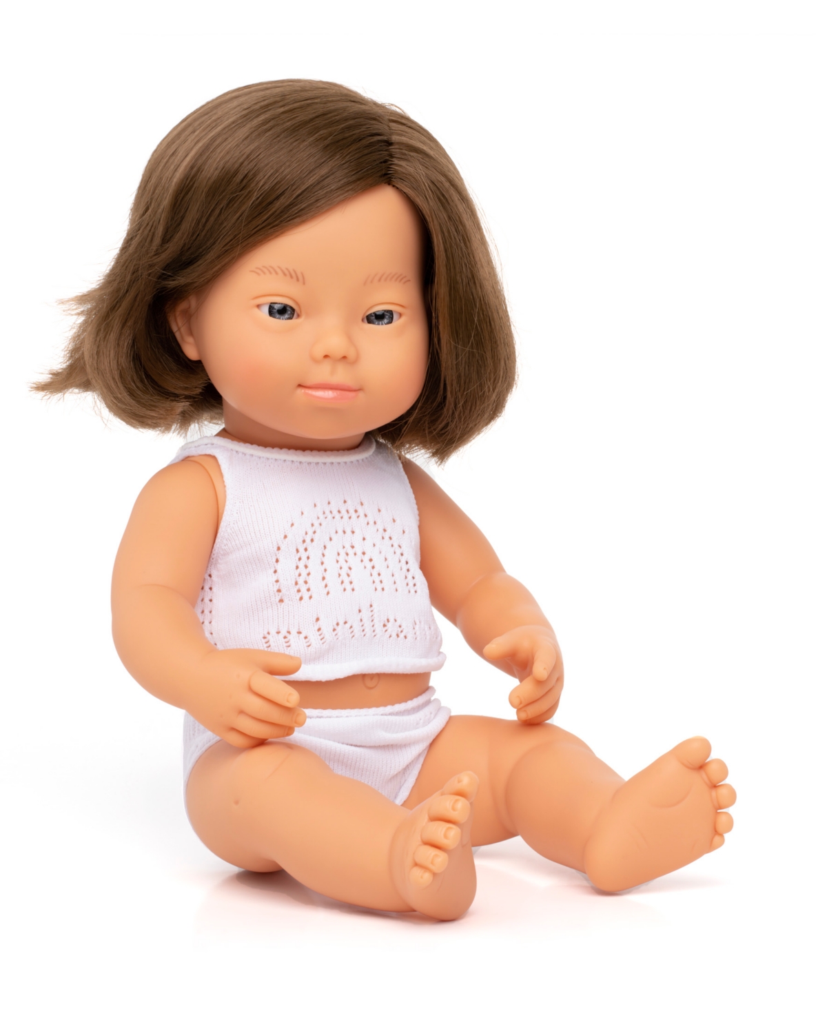 Miniland 15" Baby Doll Caucasian Girl With Down Syndrome Set , 3 Piece In No Color