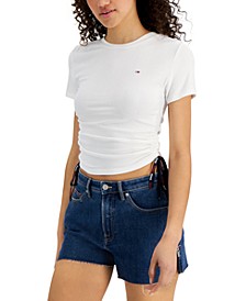 Side-Ruched Ribbed T-Shirt