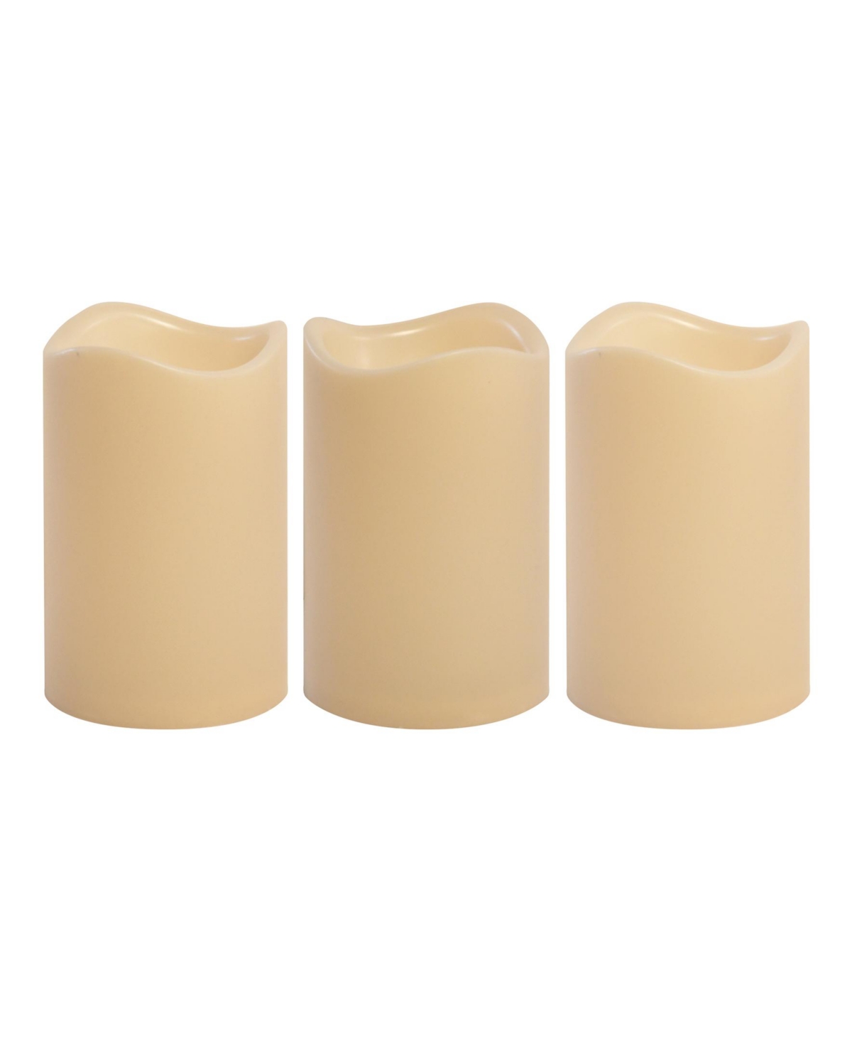 Battery Operated Led Pillar Candles, Set of 3 - Cream