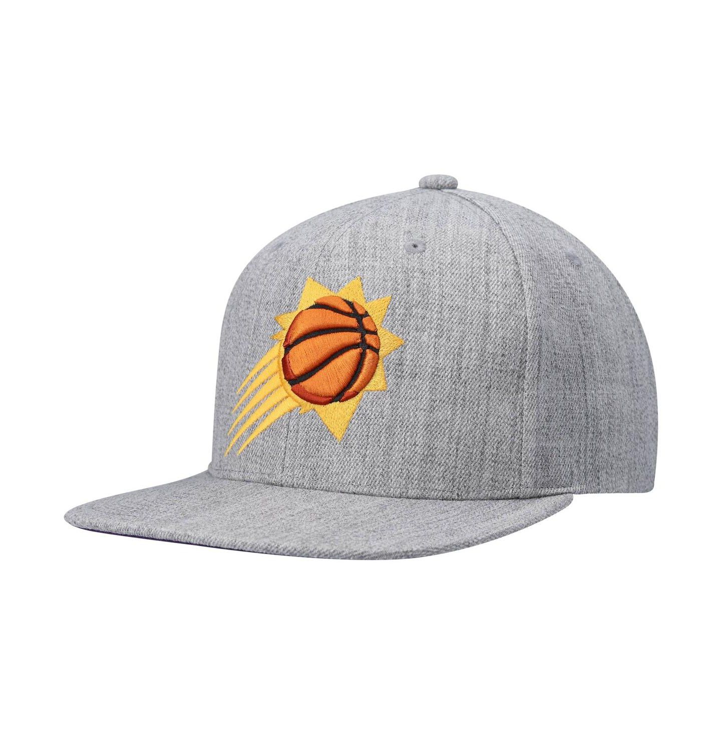 Мужская кепка Mitchell & Ness Heathered Gray Phoenix Suns 2.0 Snapback Hat — фото 1