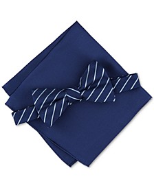 Men's Laurel Stripe Bow Tie & Pocket Square Set, Created for Macy's