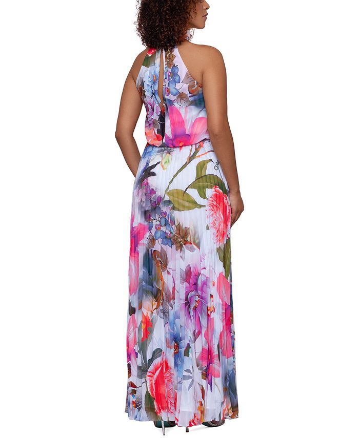 Betsy & Adam Petite Floral-Print Pleated Gown - Macy's