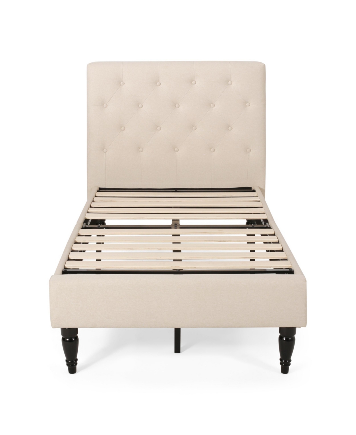 Noble House Atterbury Contemporary Upholstered Bed Platform, Twin In Beige