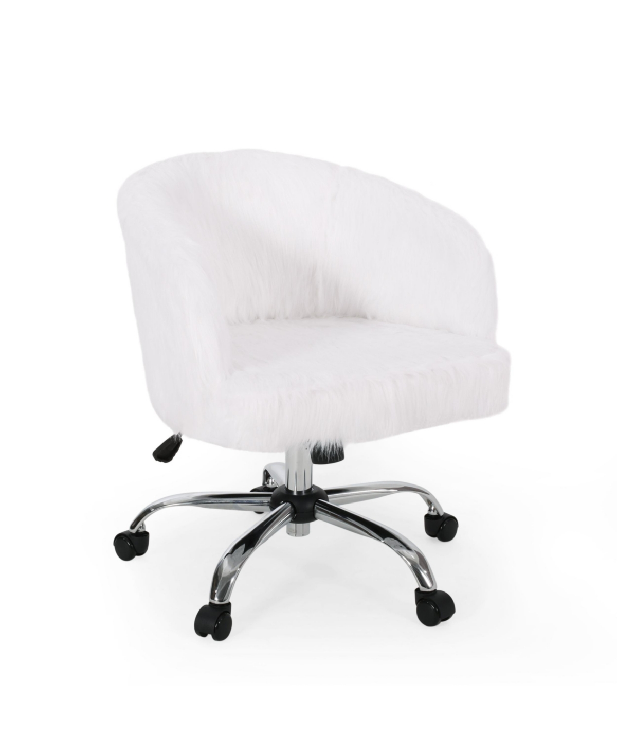 Noble House Syosset Modern Glam Swivel Office Chair In White