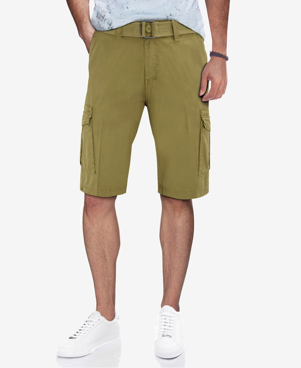 X-ray Men's Belted Piping Detail Pocket Cargo Shorts In New Khaki ...