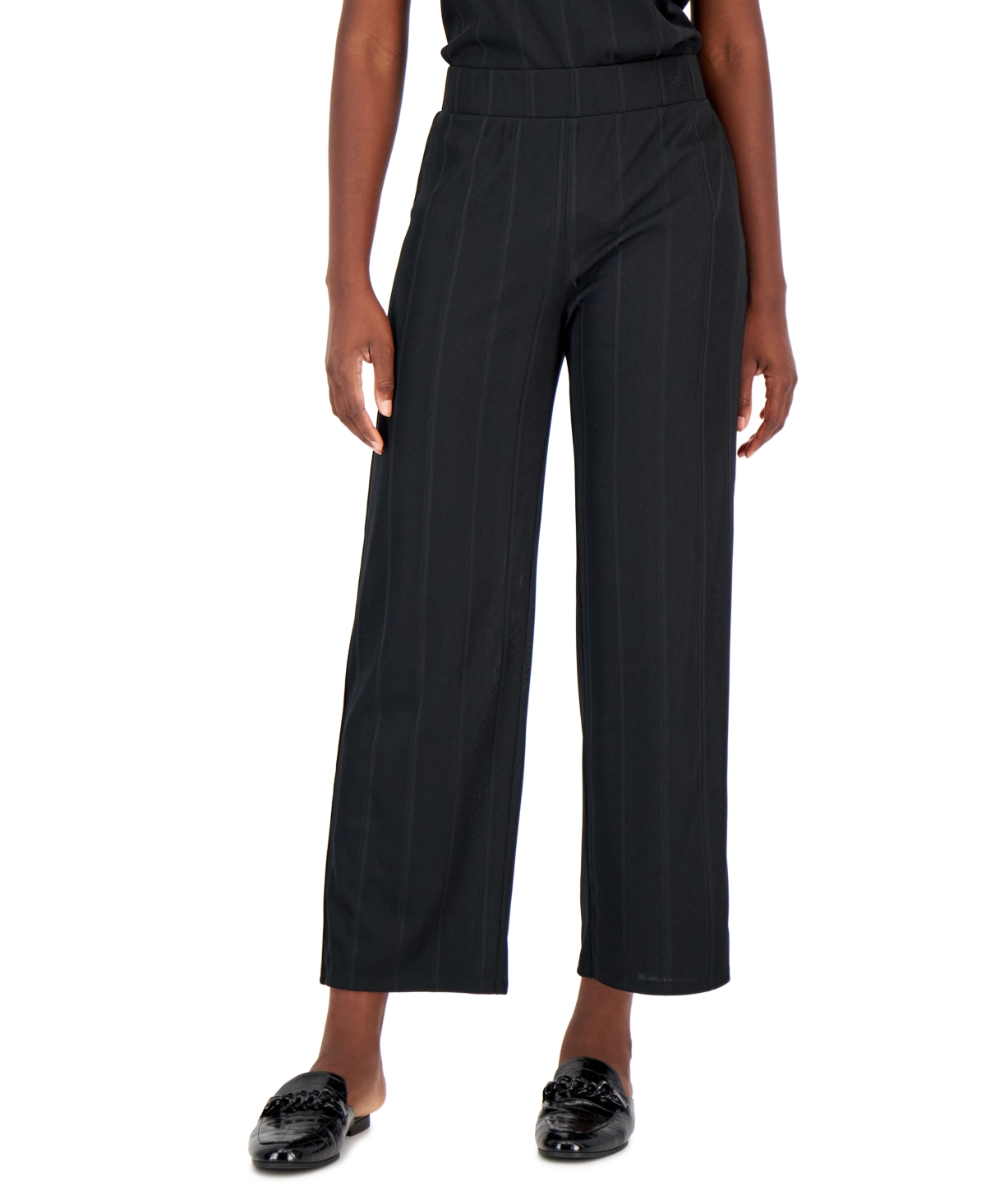 Alfani Women's High-Rise Ribbed Wide-Leg Pull-On Pants, Created for Macy's