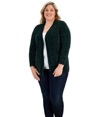 Karen Scott Plus Size Chenille Cardigan 