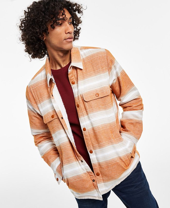 Sun + Stone Men's Kip Regular-Fit Stripe Flannel Jacket, Created for Macy's & Reviews - Coats - Men - Macy's