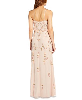 Floral beaded blouson dress top