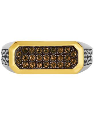 Men's Chocolate Quartz Cluster Ring (1/2 ct. t.w.) in 14k Gold & Sterling Silver