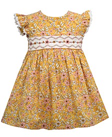 Baby Girls Embroidered Insert  Printed Poplin Dress
