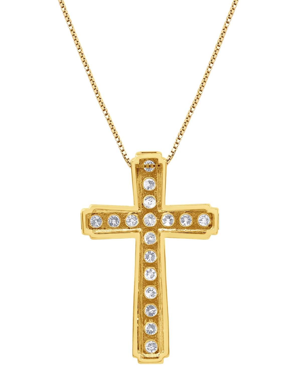 Macy's Diamond Cross 22" Pendant Necklace (1-1/2 Ct. T.w.) In 10k Gold In Yellow Gold