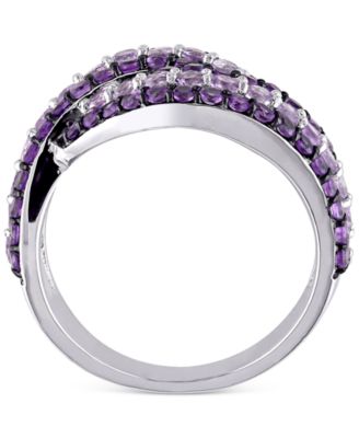 Amethyst (4/5 ct. t.w.) & Rose De France (3/4 ct. t.w.) Swirl Ring in Sterling Silver (Also available in Garnet, Pink Sapphire & Blue Topaz)