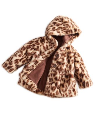 First Impressions Baby Girls Leopard Faux Fur Hooded Coat Created for Macy s Macy s