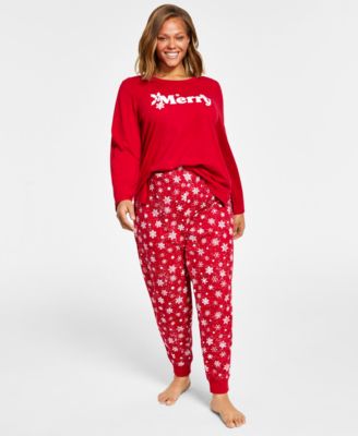 Matching Women s Plus Size Merry Snowflake Mix It Family Pajama Set Created for Macy s Macy s