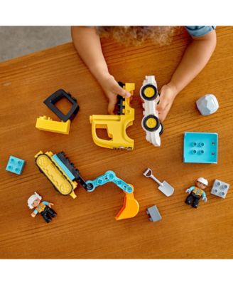 Duplo 10931 Truck & Tracked Excavator Toy Building Set with Construction Worker Minifigures