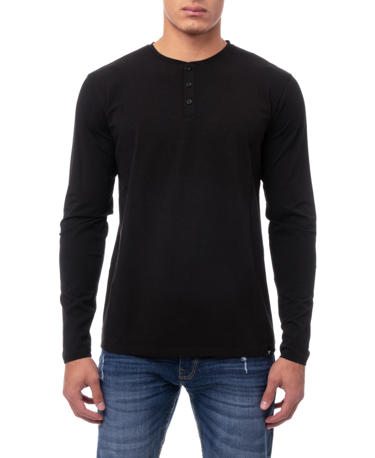 Men's Soft Stretch Henley Neck Long Sleeve T-shirt - Slate Blue
