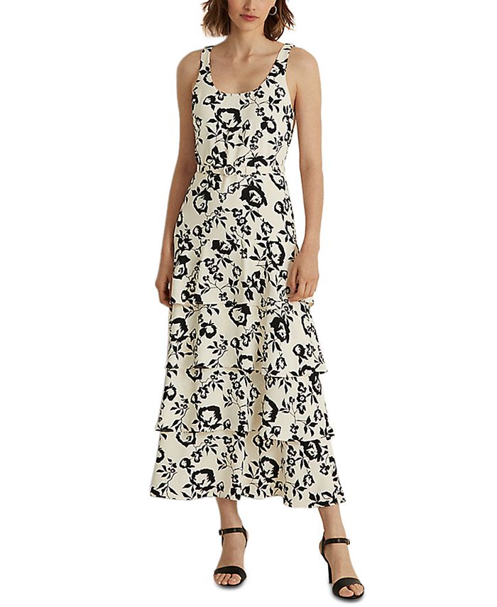 Lauren Ralph Lauren Floral Belted Crepe Dress Macys 