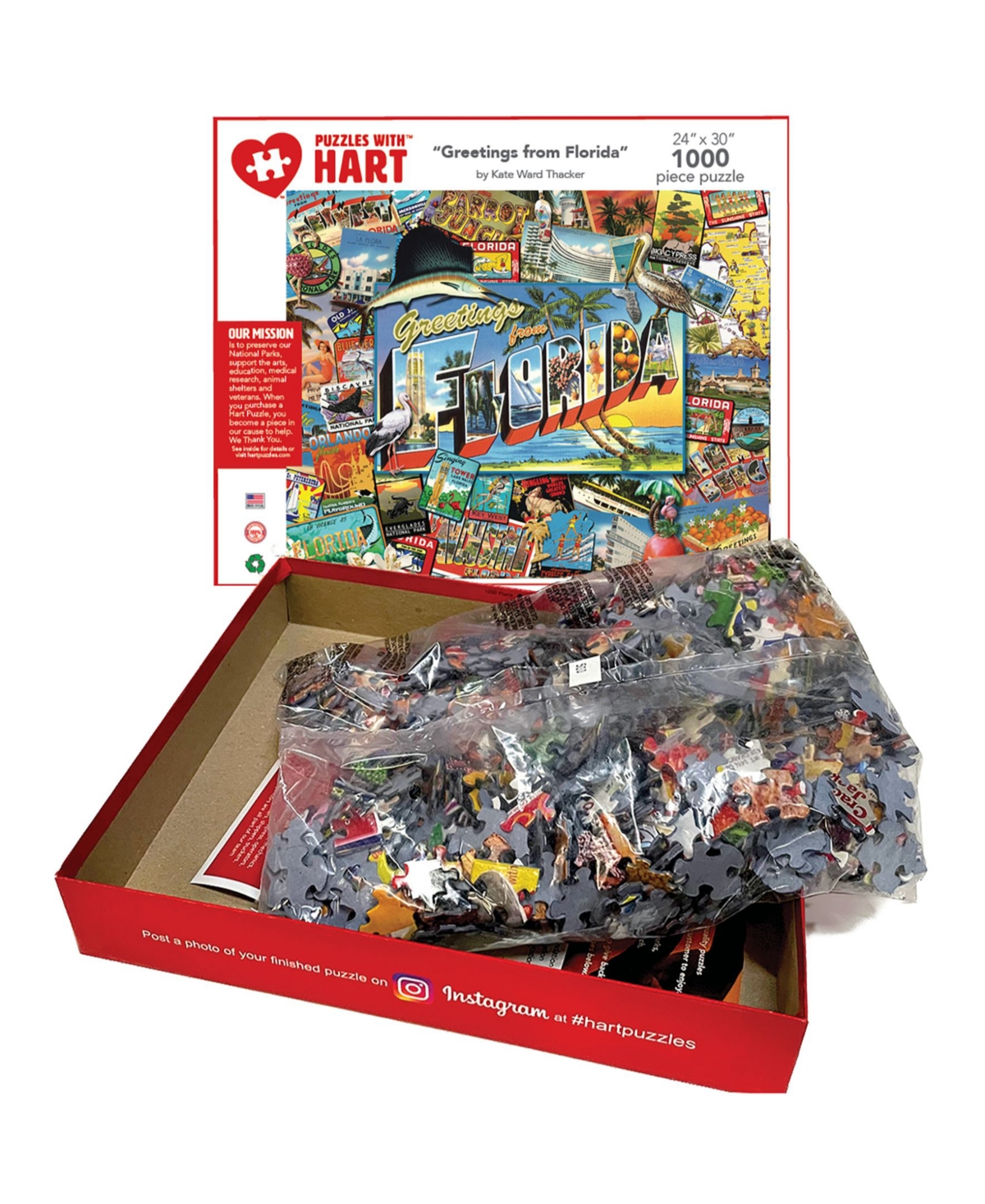 Hart Puzzles Greetings From Florida By Kate Ward Thacker Set, 1000 Pieces