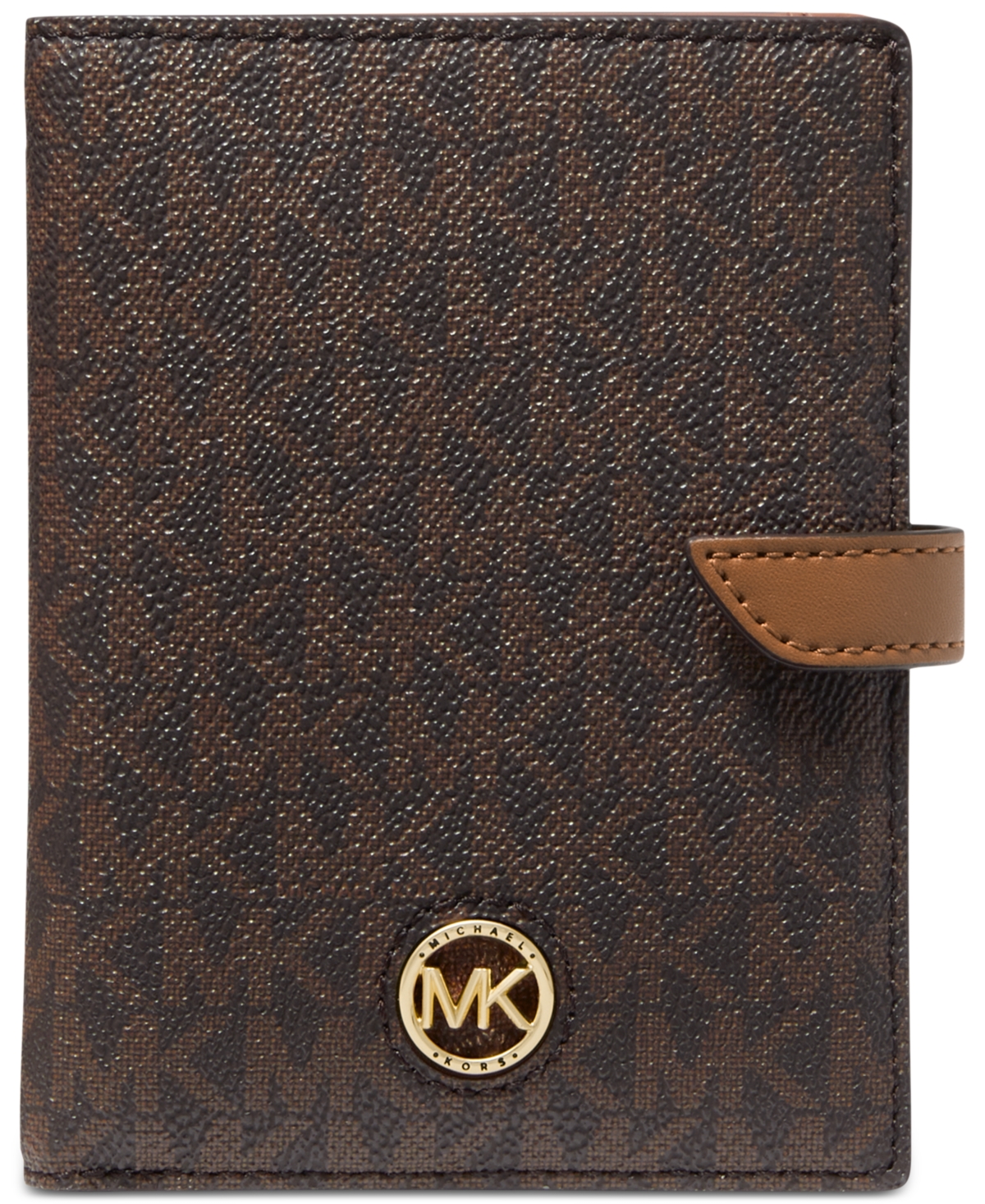 Michael Kors Michael  Logo Heritage Medium Tab Passport Wallet In Brown,acorn